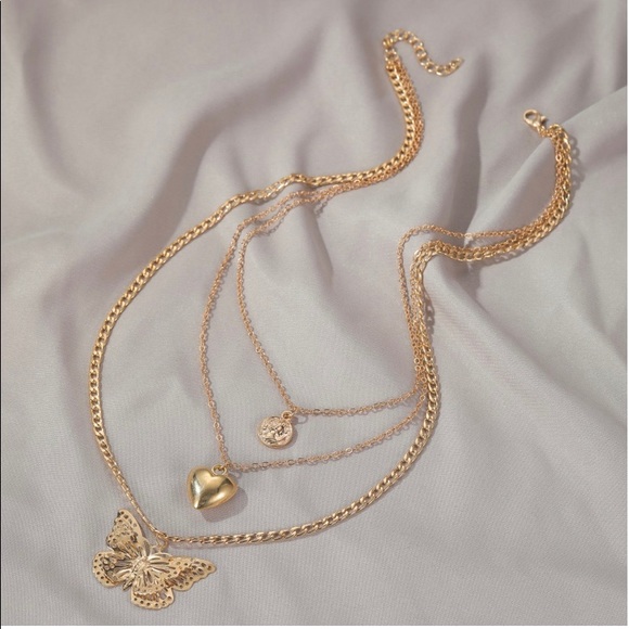 3 layer Butterfly Necklace - Picture 2 of 7